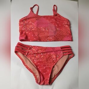 Red and Pink Floral Bikini Set